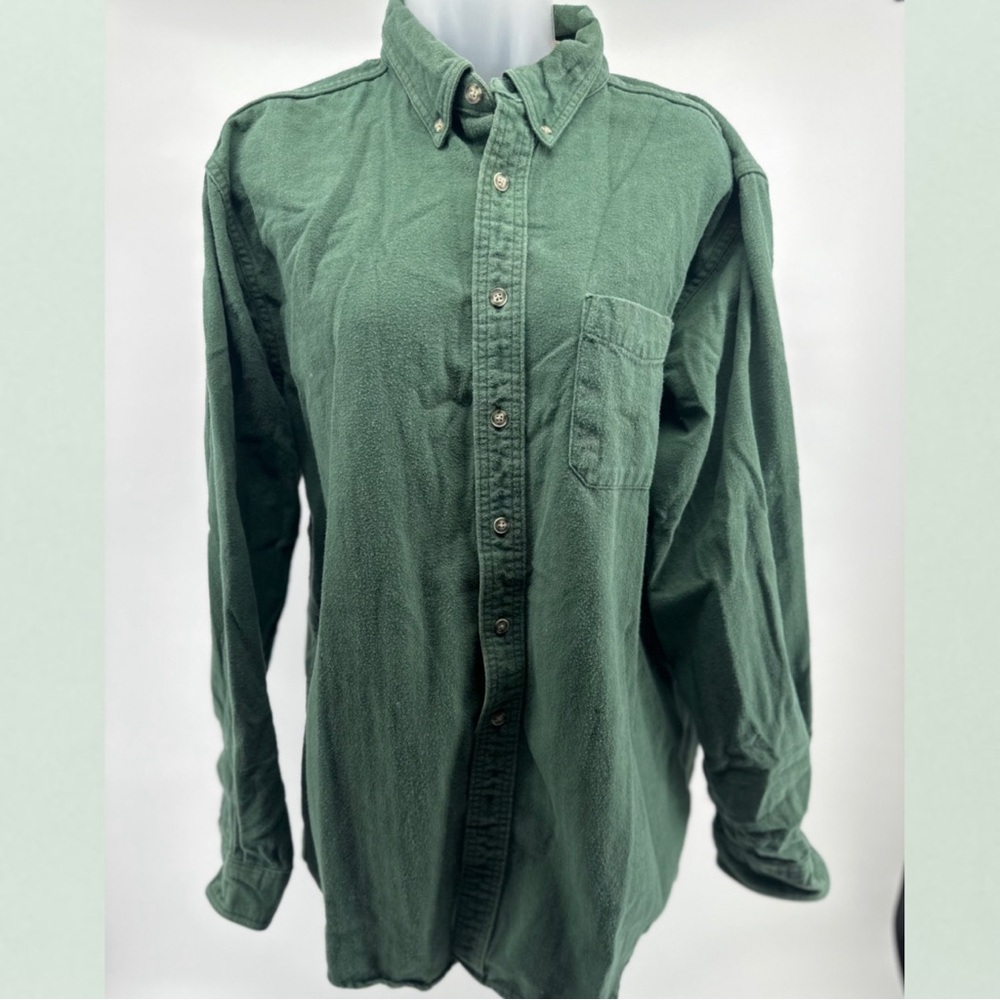 L.L. Bean Vintage Men’s Flannel Button Front Shirt - Green Men’s Size Large Tall